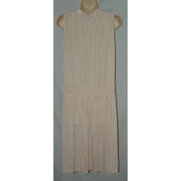 NEW NWT Tan Striped Sz Small Drawstring Waist Soft Stretchy Knee Length Dress - Picture 4 of 5
